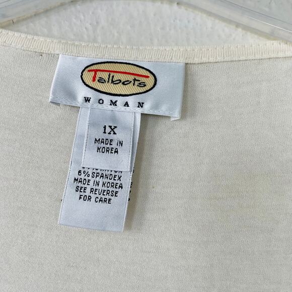 Talbots Size 1X Bling Collar 1 Button Cardigan Ivory - Picture 2 of 15